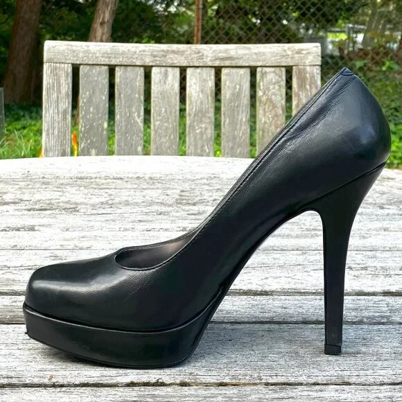 9W Black Leather Platform Pumps - Size 6.5M - Picture 8 of 10